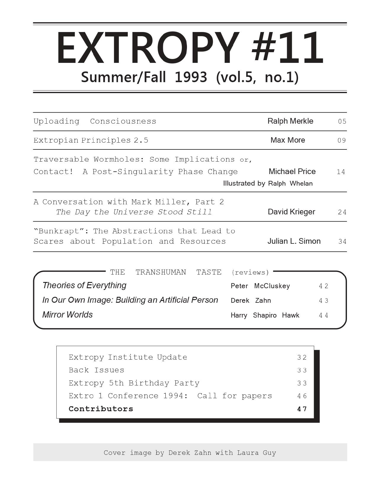 Extropy Issue 11 cover