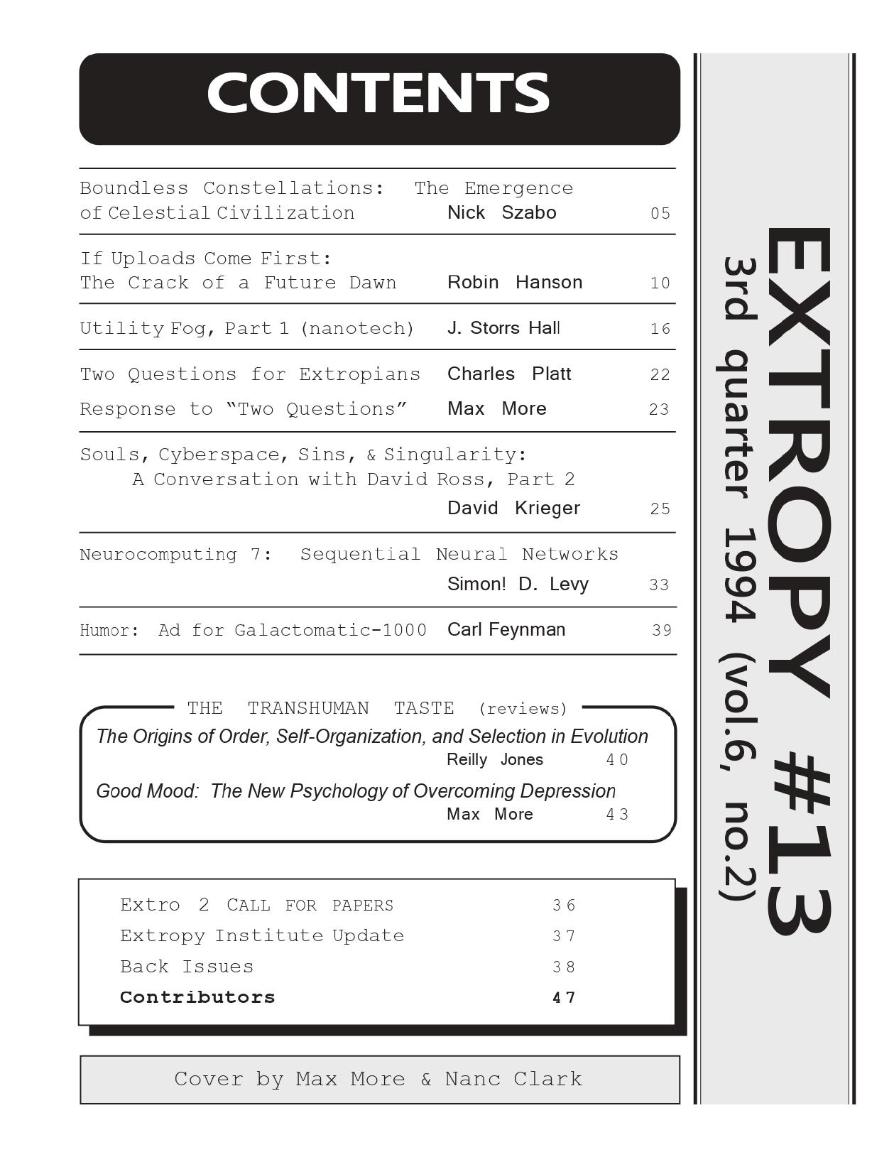 Extropy Issue 13 cover