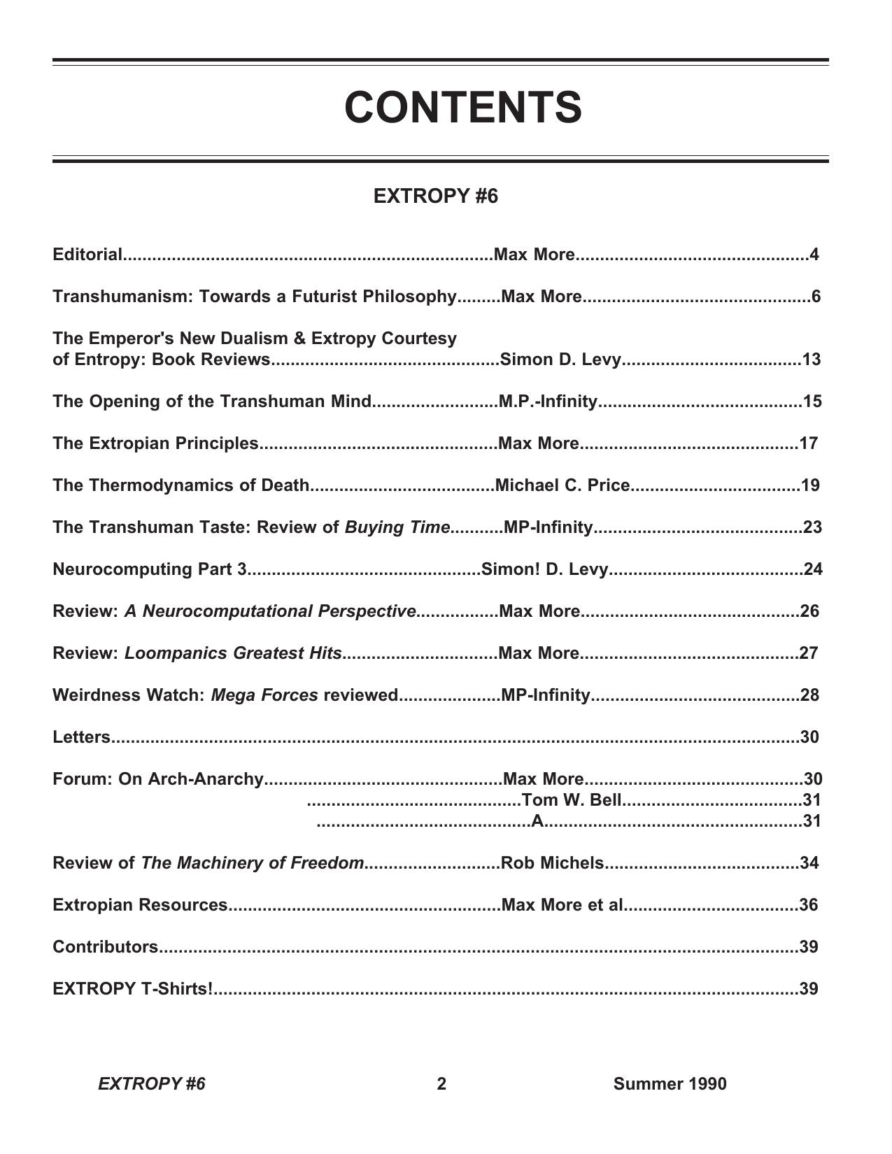 Extropy Issue 6 cover